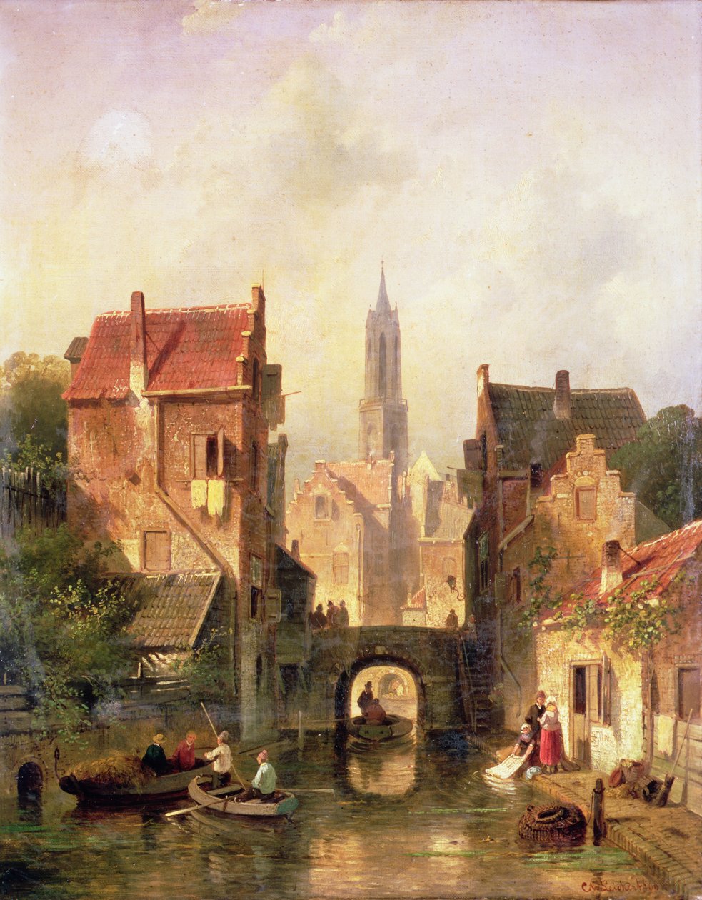 Hollantilainen kanavakohtaus, 1866 tekijältä Charles Henri Joseph Leickert