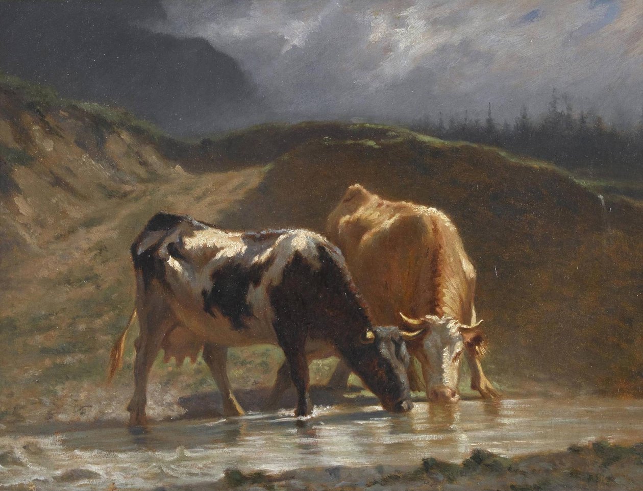 Lehmät juottopaikalla tekijältä Charles Humbert