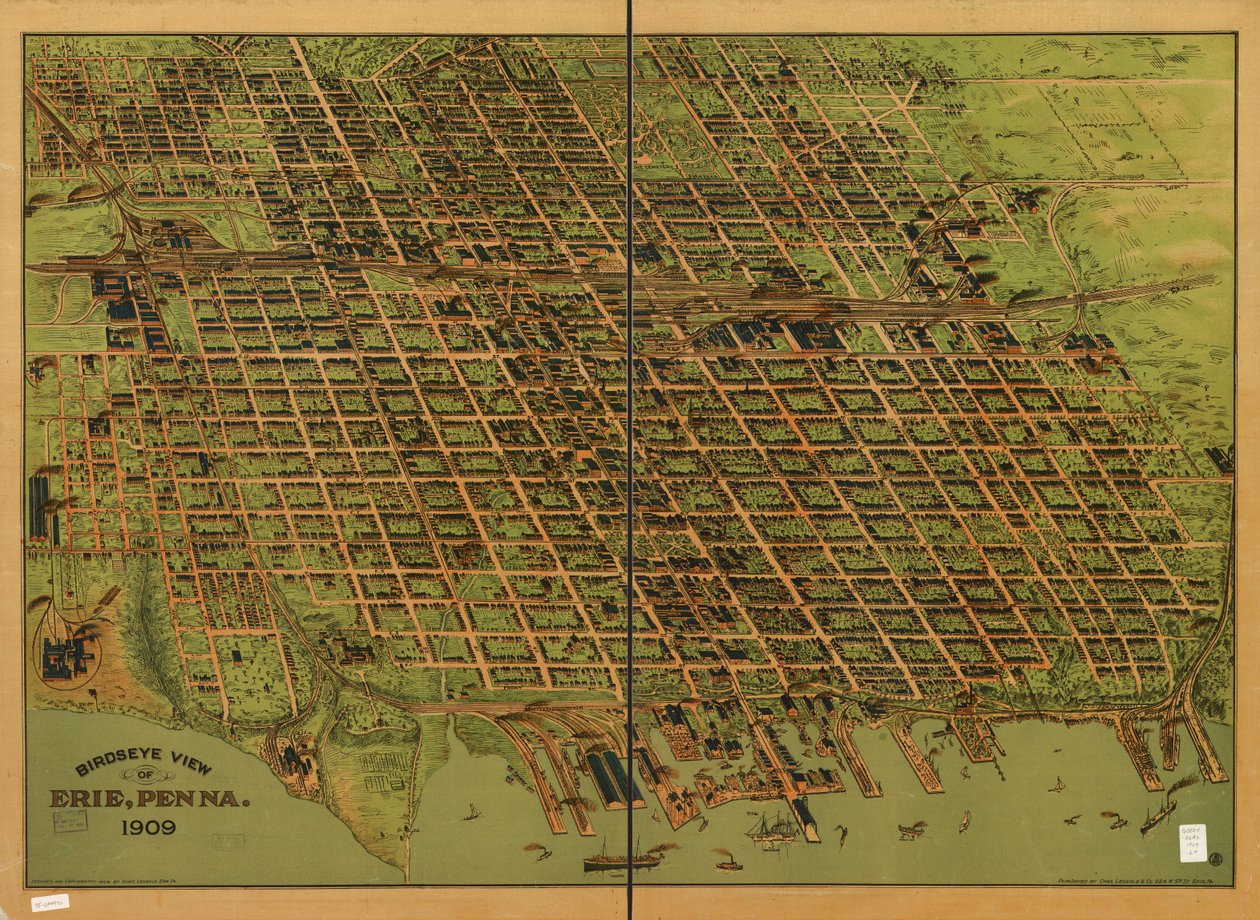 Lintuperspektiivistä Erie, Pa. 1909 tekijältä Charles; Lederle Lederle