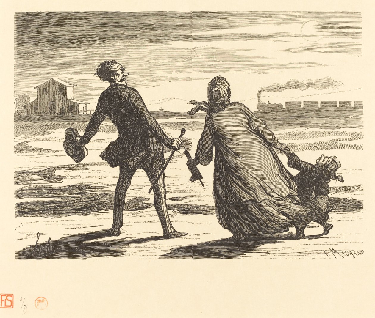 Liian myöhään! tekijältä Charles Maurand after Honoré Daumier