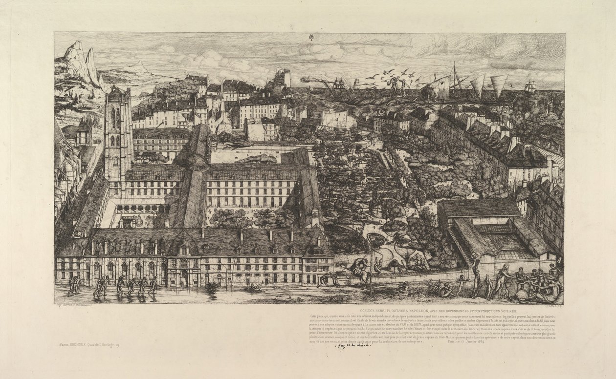 College Henri IV tai Lycée Napoléon, 1863-64. tekijältä Charles Meryon