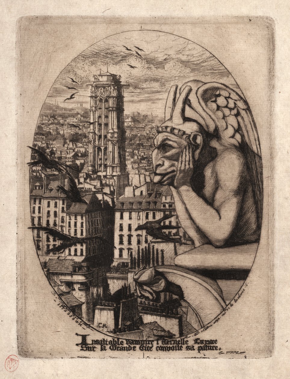 Pariisin etsaukset: Gargoyle tekijältä Charles Meryon