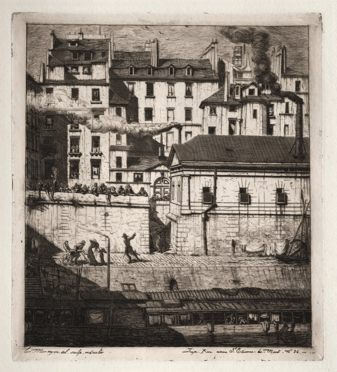 Pariisin etsaukset: ruumishuone, 1854. tekijältä Charles Meryon