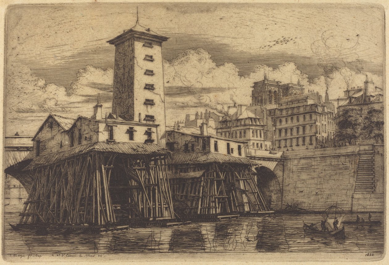 Notre-Dame-pumppu, Pariisi (The Notre-Dame Pump) tekijältä Charles Meryon