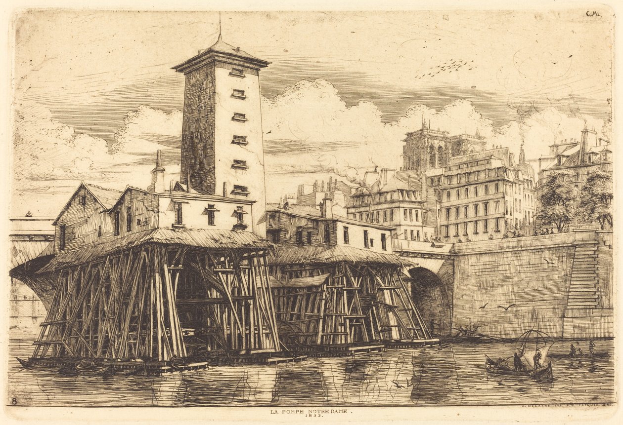 Notre-Dame-pumppu, Pariisi (The Notre-Dame Pump) tekijältä Charles Meryon