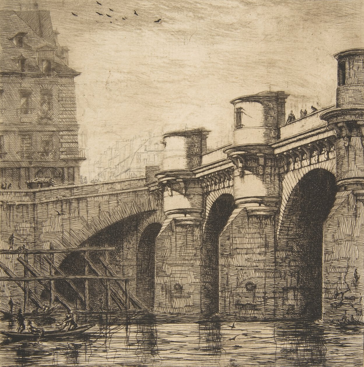 Pont Neuf, Pariisi, 1853. tekijältä Charles Meryon