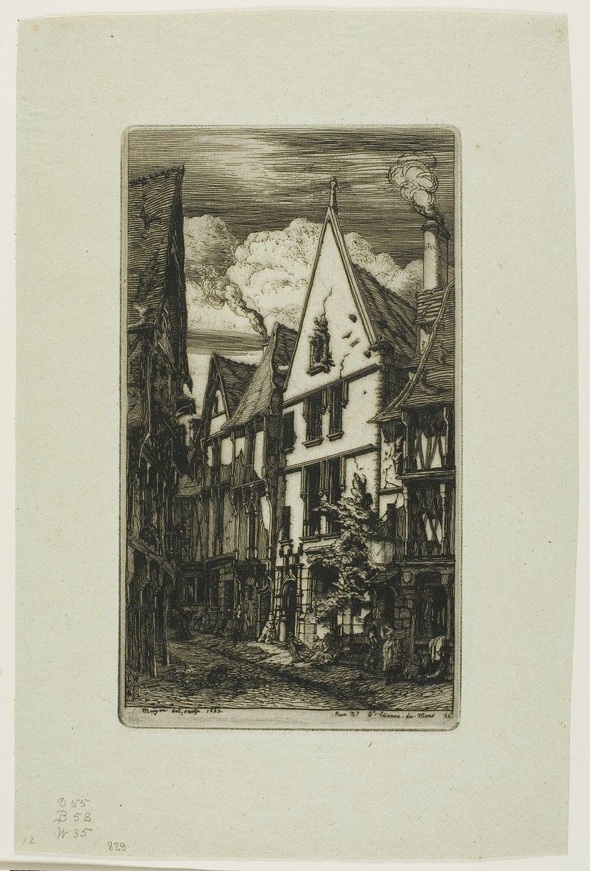 Rue des Toiles, Bourges tekijältä Charles Meryon