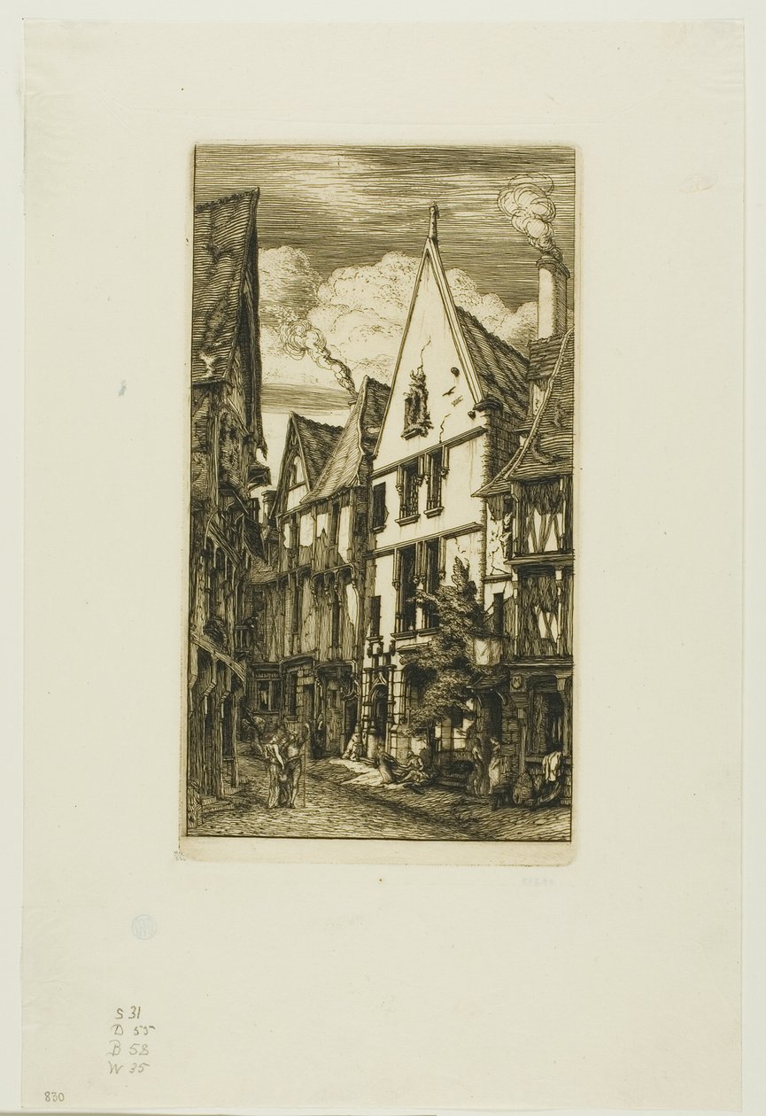 Rue des Toiles, Bourges tekijältä Charles Meryon