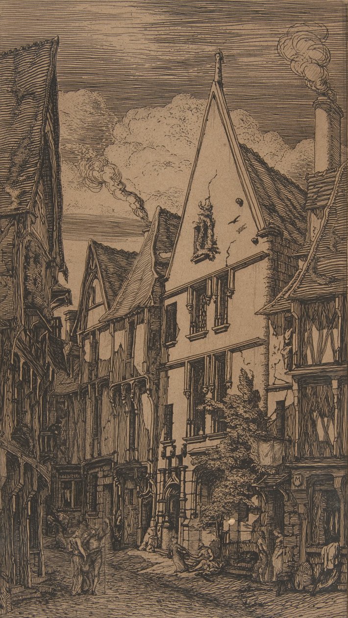 Rue des Toiles, Bourges, 1853. tekijältä Charles Meryon