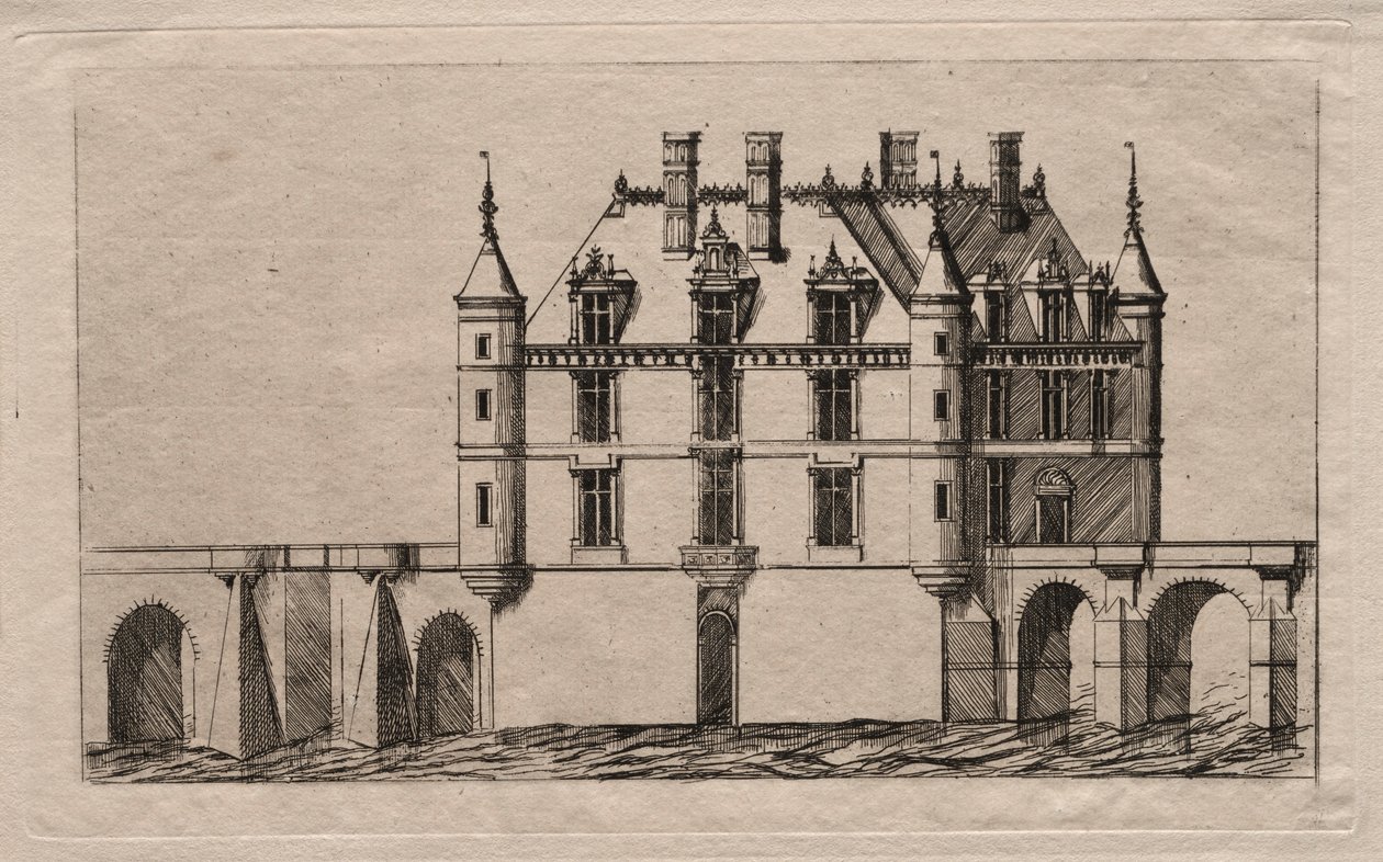 Chenonceaun linna, 1856. tekijältä Charles Meryon
