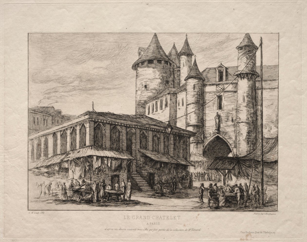 Grand Châtelet, Pariisi, noin 1780, 1861. tekijältä Charles Meryon