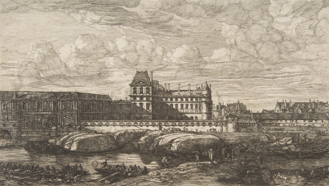 Vanha Louvre, Pariisi, Zeemanin jälkeen, 1865-66. tekijältä Charles Meryon