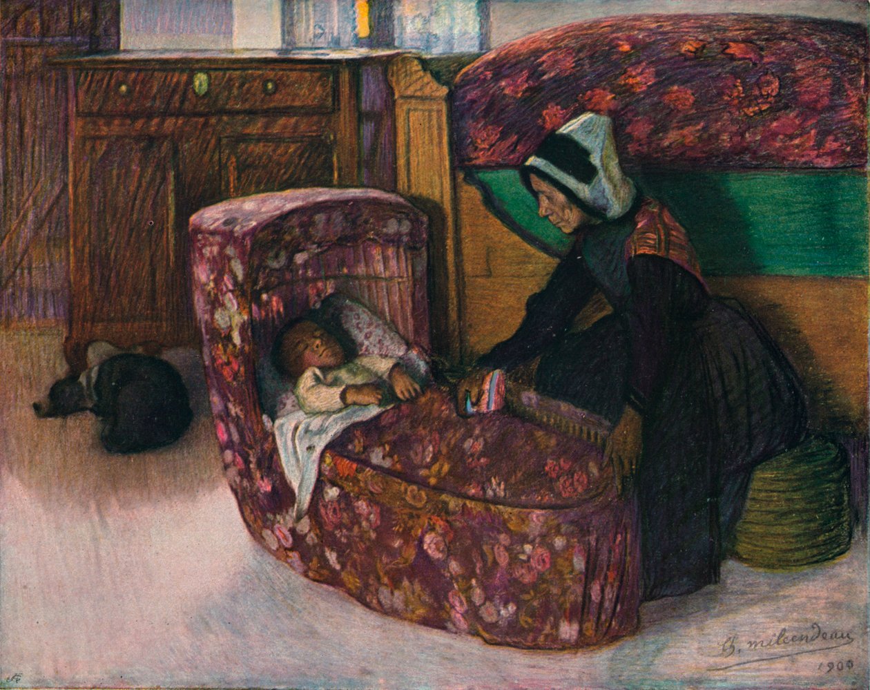 "Äiti ja lapsi, sisätilojen vendeen", 1900 tekijältä Charles Milcendeau