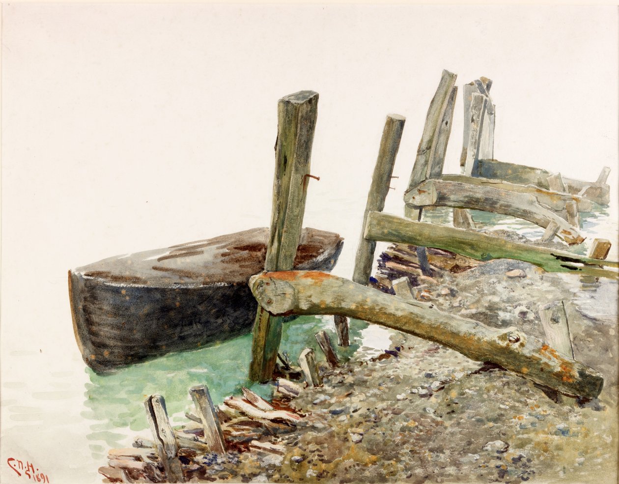 Jolla lähestyy laituria (rungon väri) tekijältä Charles Napier Hemy