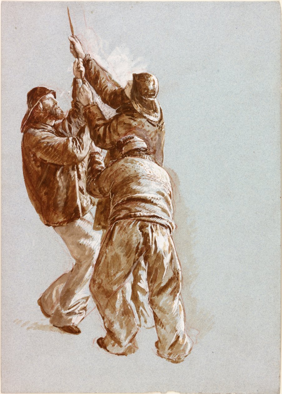 Kalastajat nostamassa köyttä (vartalon väri) tekijältä Charles Napier Hemy