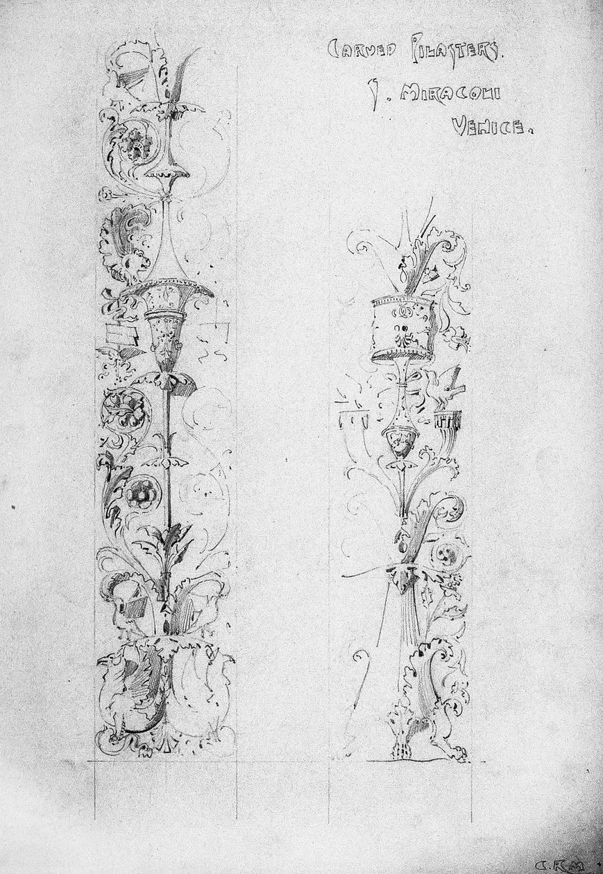Kaiverrettuja pilastereita, S. Miracoli, Venetsia, 1891. tekijältä Charles Rennie Mackintosh