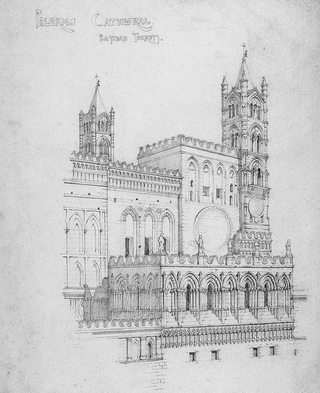 Palermon katedraali, itätornit, 1891 tekijältä Charles Rennie Mackintosh