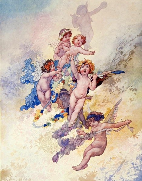 Putti kukkien seppeleillä tekijältä Charles Robinson