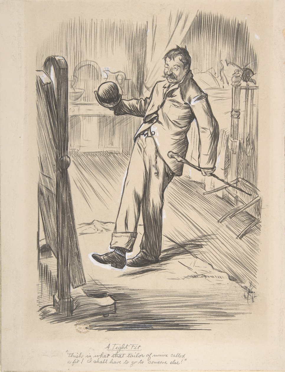 Tiukka istuvuus, 1872. tekijältä Charles Samuel Keene