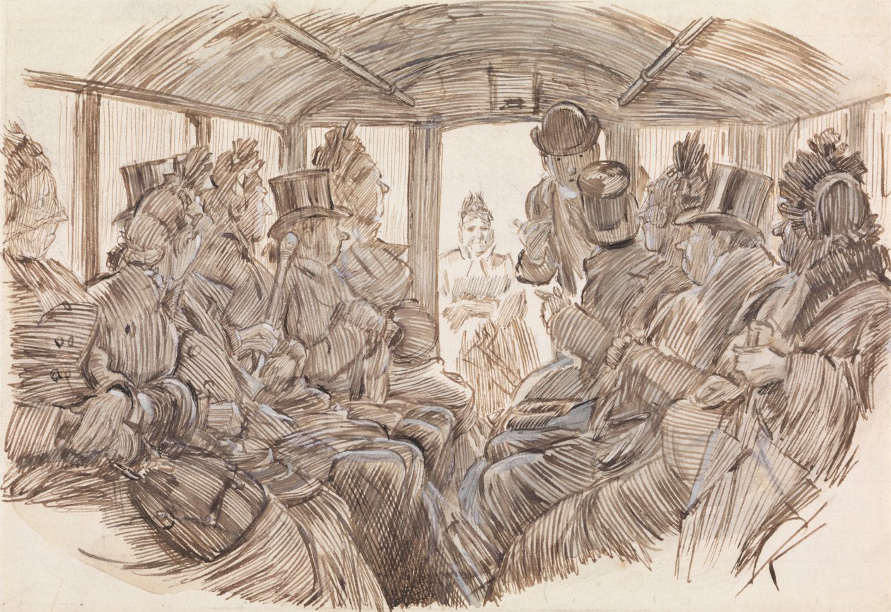 Bussin sisätilat tekijältä Charles Samuel Keene
