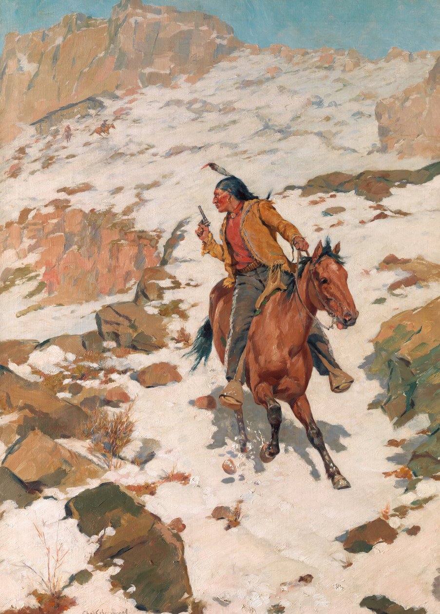 Hot Pursuitissa, vuoden 1900 jälkeen. tekijältä Charles Schreyvogel