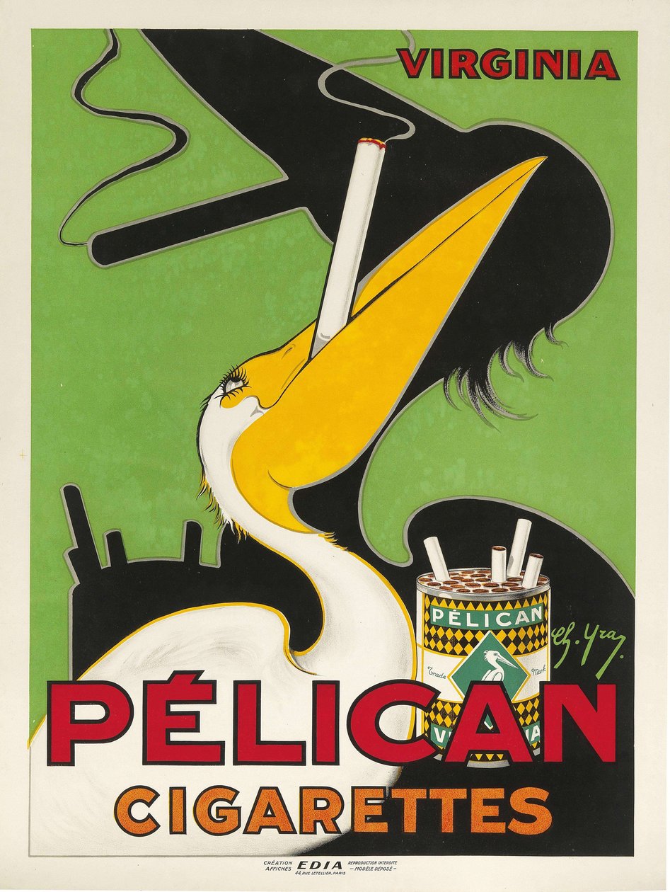 Pelikaani-savukkeet, c. 1930. tekijältä Charles Yray