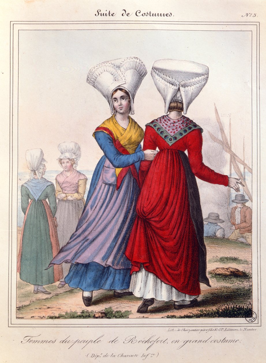 Suuri puku naisille Rochefortin alueella, Charente, 1800-luku. tekijältä Charpentier