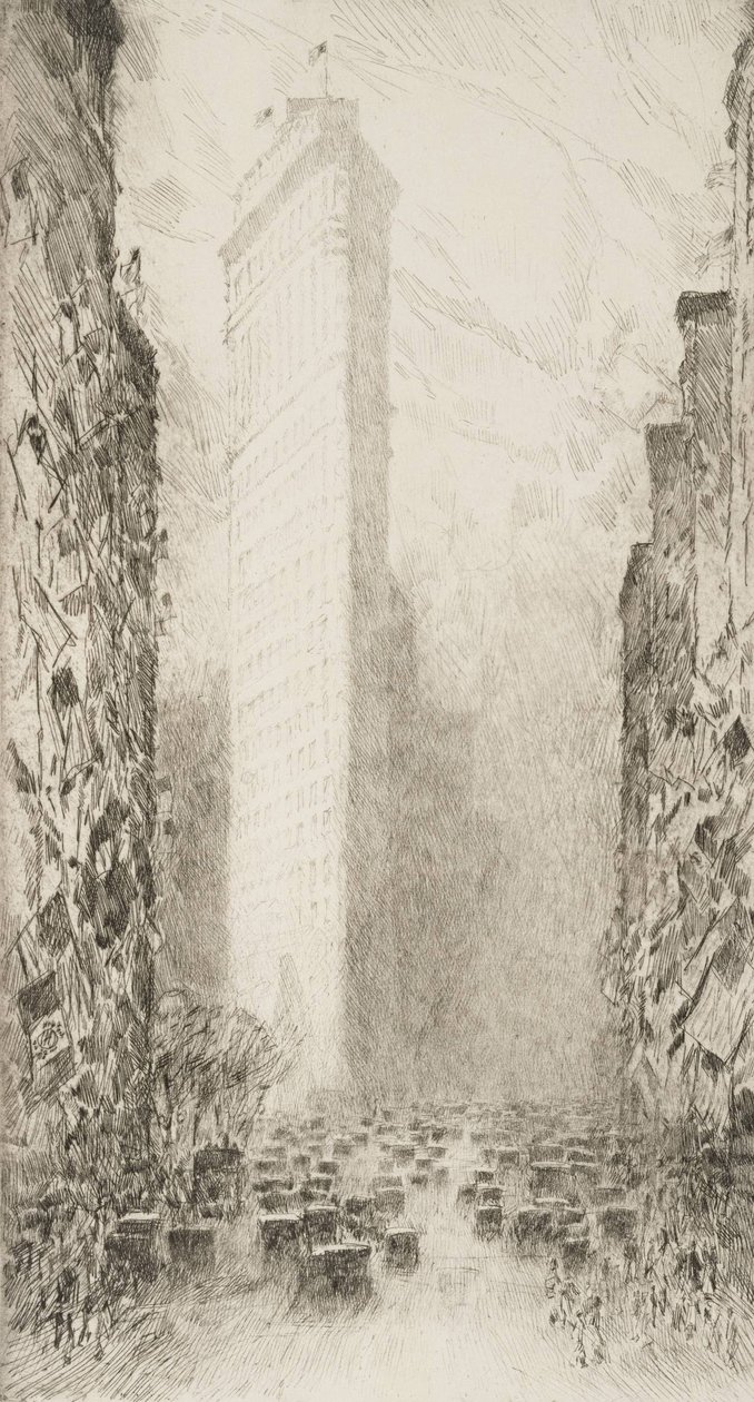 Washingtonin syntymäpäivä-Fifth Avenue 23rd Streetillä tekijältä Childe Hassam