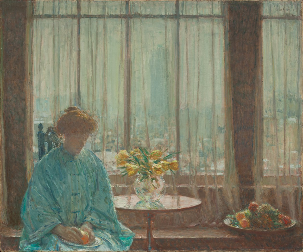 Aamiaishuone, talviaamu tekijältä Childe Frederick Hassam