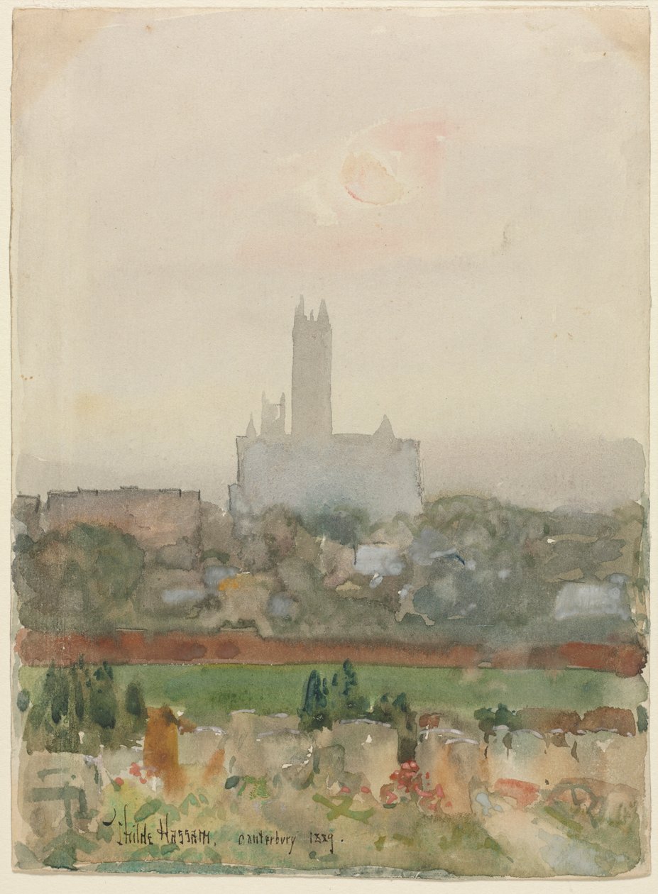 Canterburyn katedraali recto, 1889. tekijältä Childe Hassam