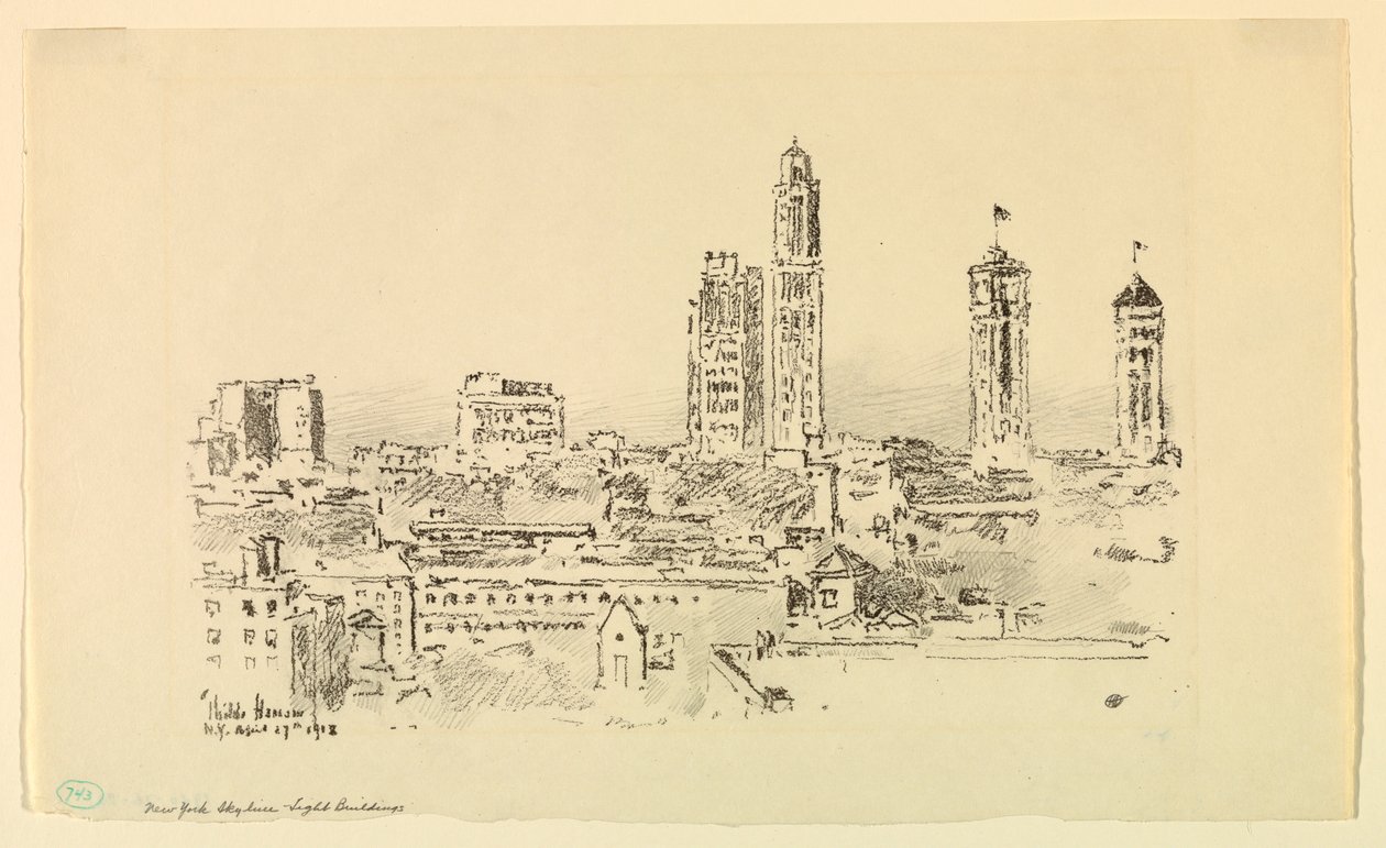 New York Skyline – valoisat rakennukset tekijältä Childe Hassam