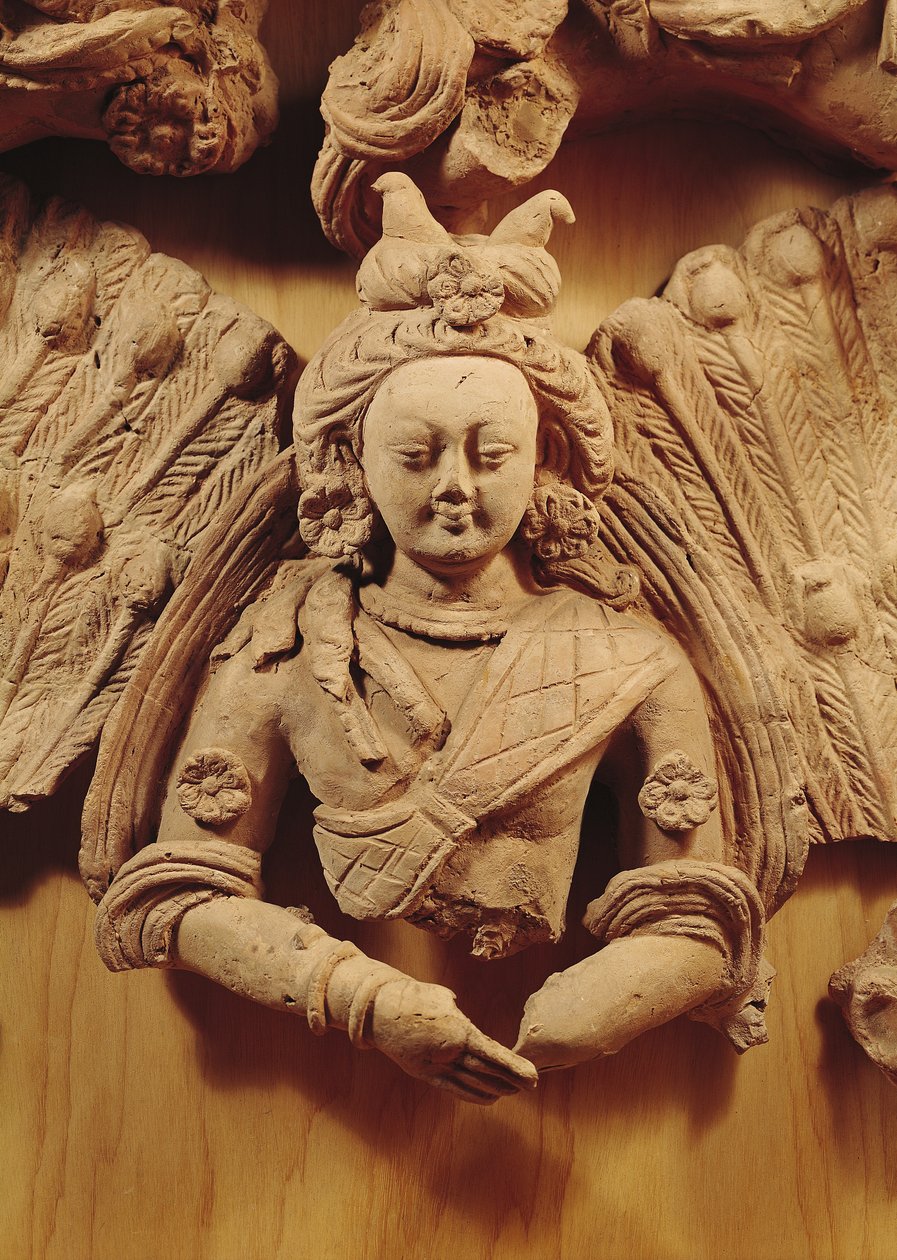 Buddha Sakyamuni, Tumshuqista (Xinjiang) 6.-7. vuosisadalta (terrakotta) tekijältä Chinese School