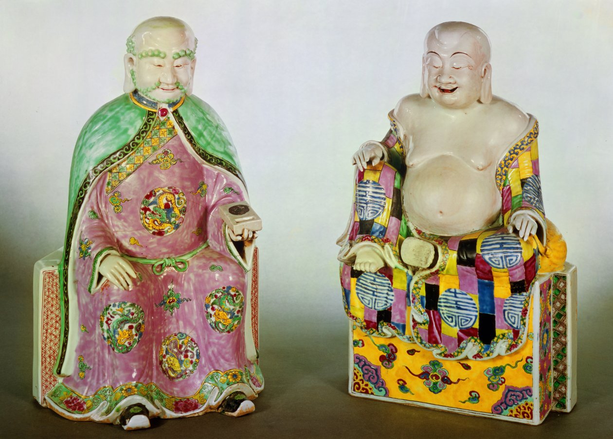 Kaksi Buddha-hahmoa, Chien Lung -kausi (1736-1795) (posliini) tekijältä Chinese School