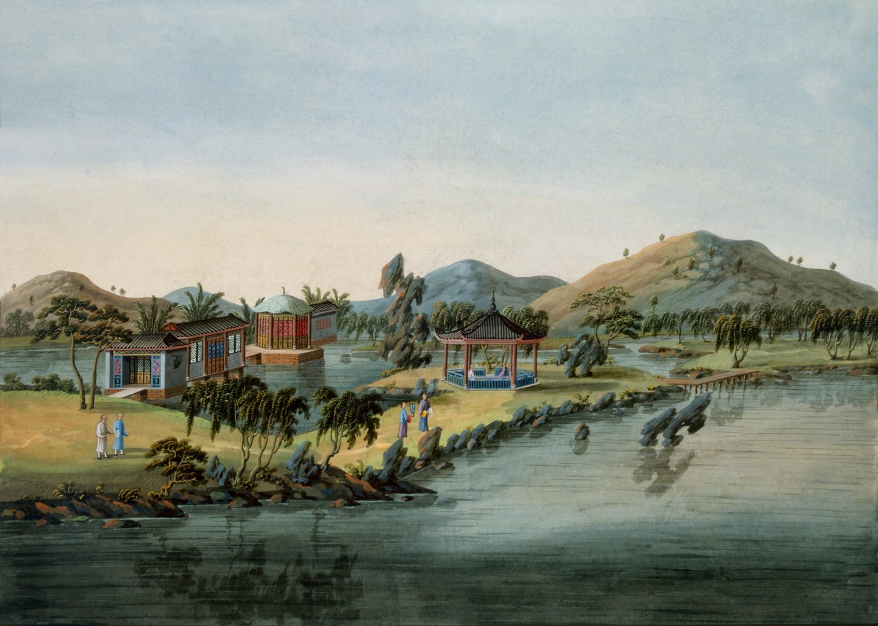 Garden Scene, n. 1820-40 (wc paperilla) tekijältä Chinese School