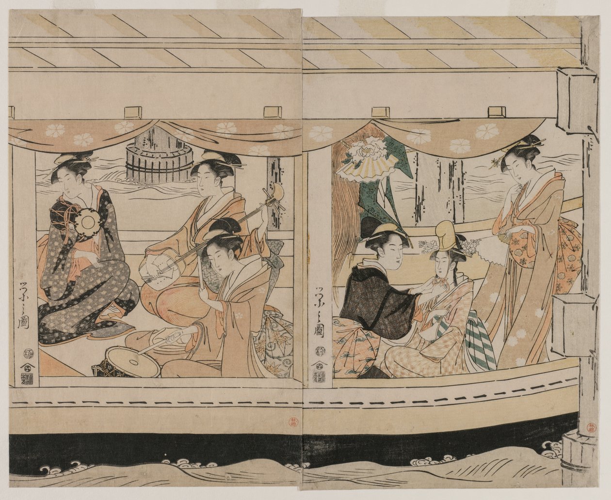 Veneily Sumida-joella, 1790-luvun puoliväli. tekijältä Chobunsai Eishi