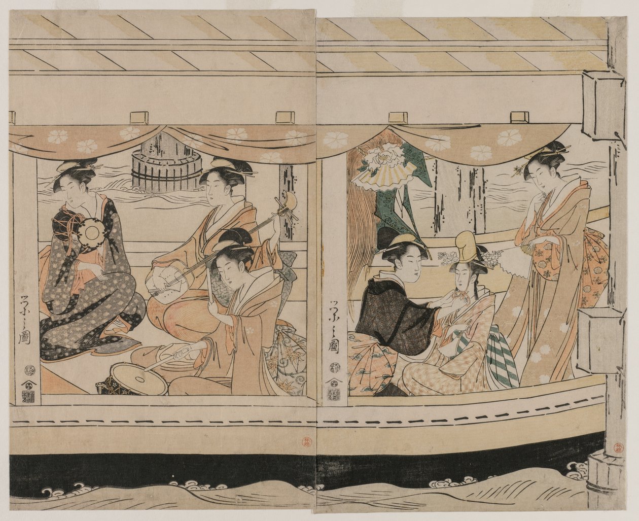 Veneily Sumida-joella, 1790-luvun puoliväli. tekijältä Chobunsai Eishi