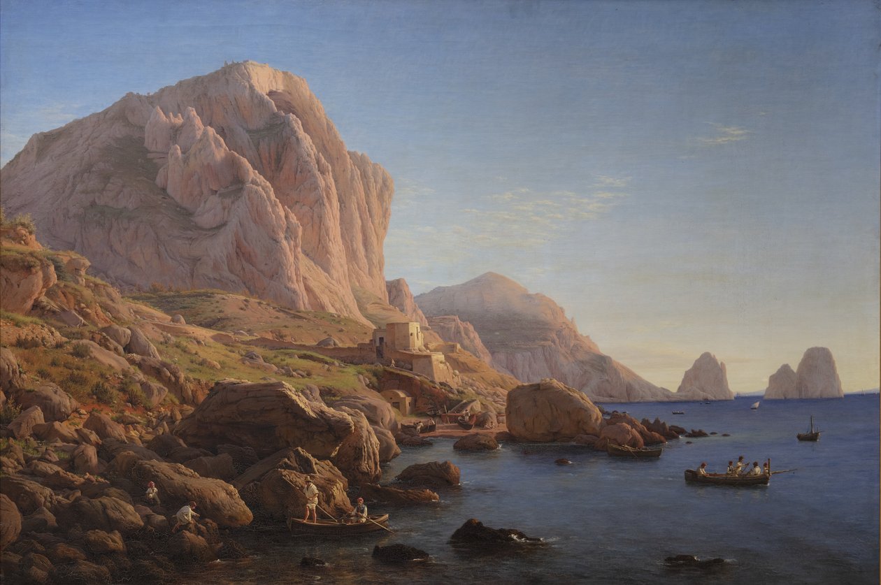Kalliorannikko, Capri. Auringonnousun jälkeen tekijältä Christen Købke
