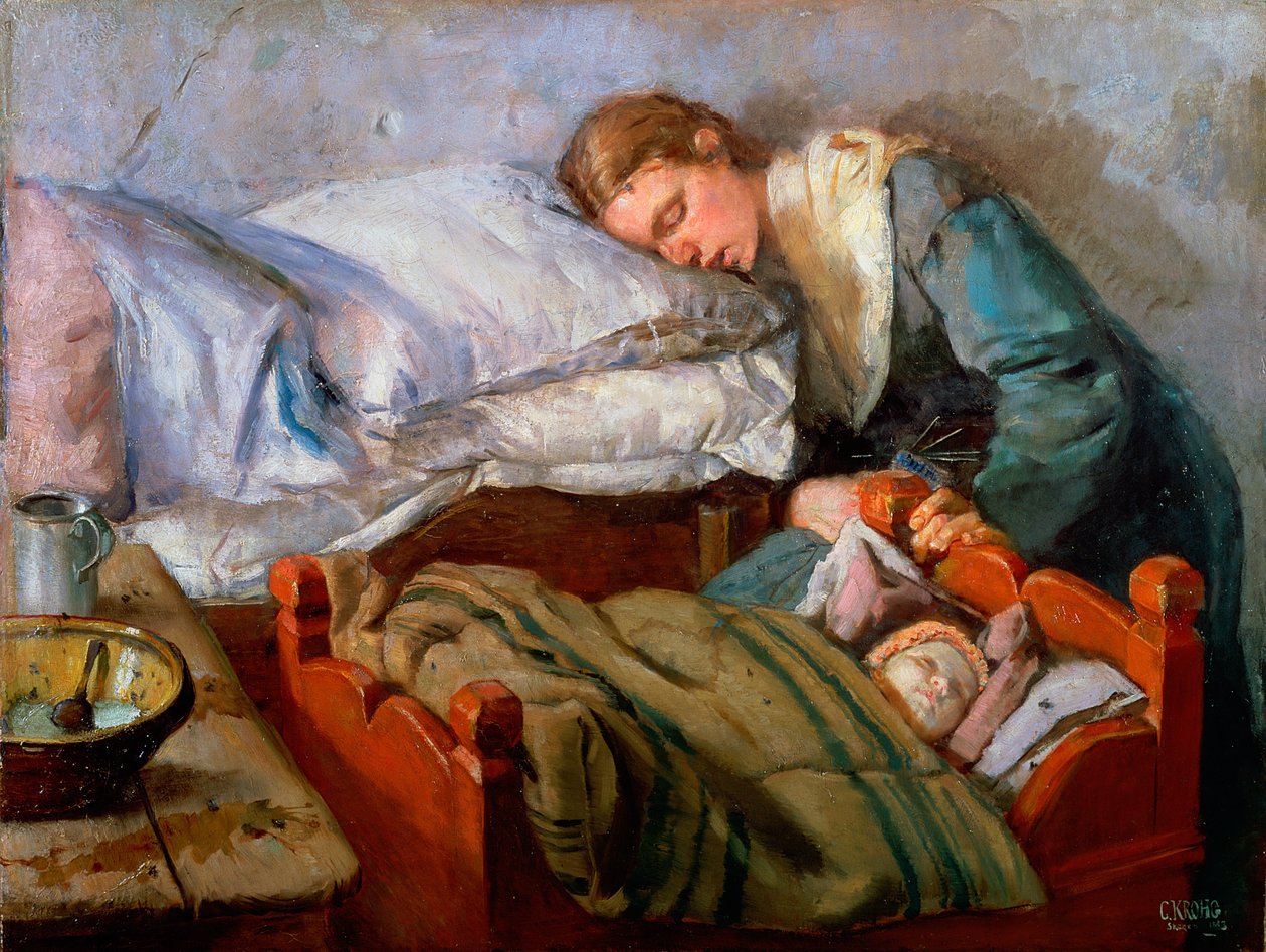 Nukkuva äiti, 1883 tekijältä Christian Krohg