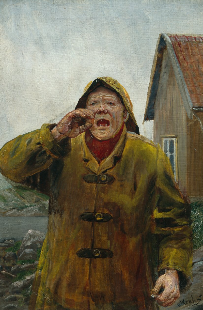 Huutava kalastaja (maalaus) tekijältä Christian Krohg