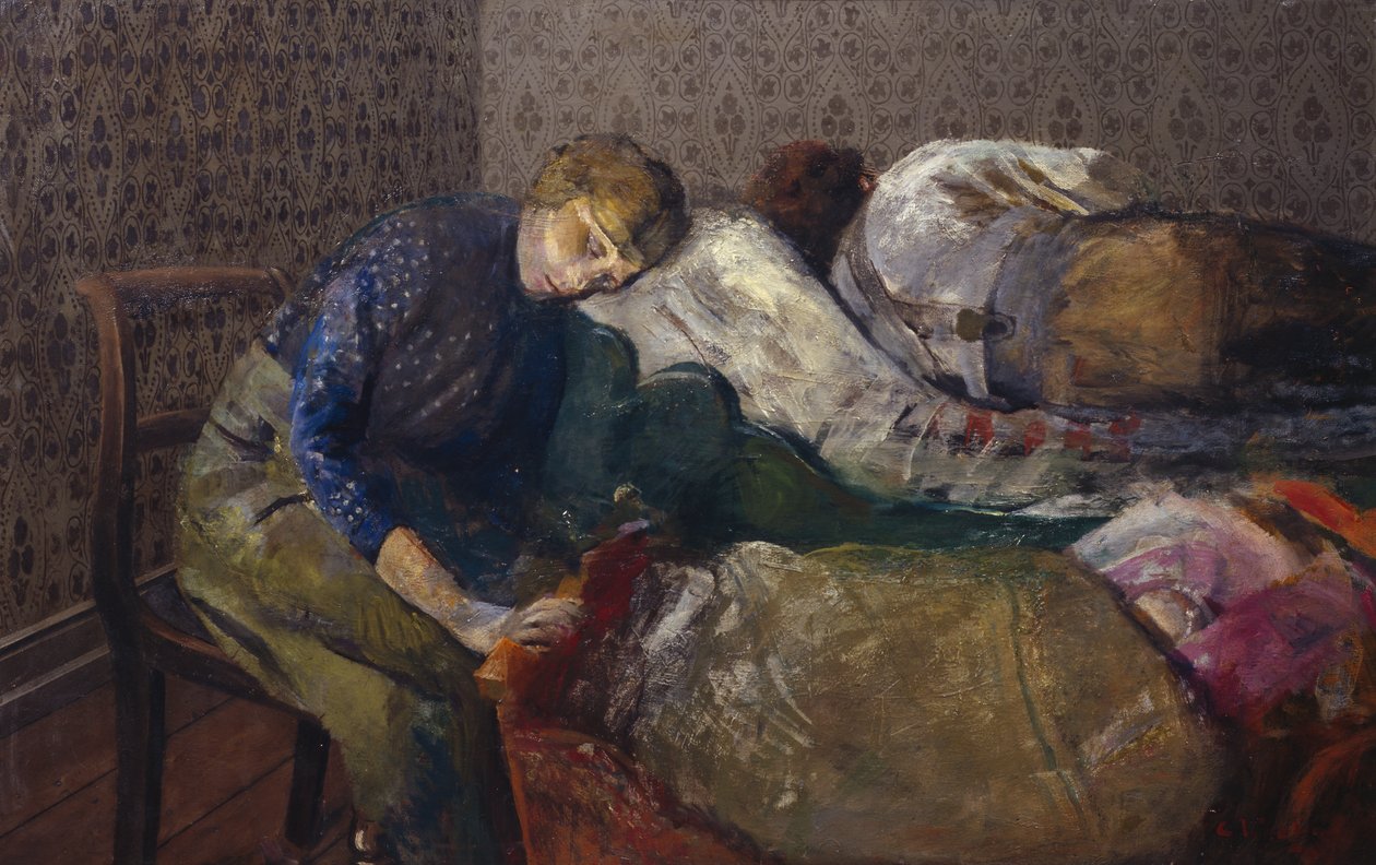 Nukkuva kalastaja, Skagen (öljy kankaalle) tekijältä Christian Krohg