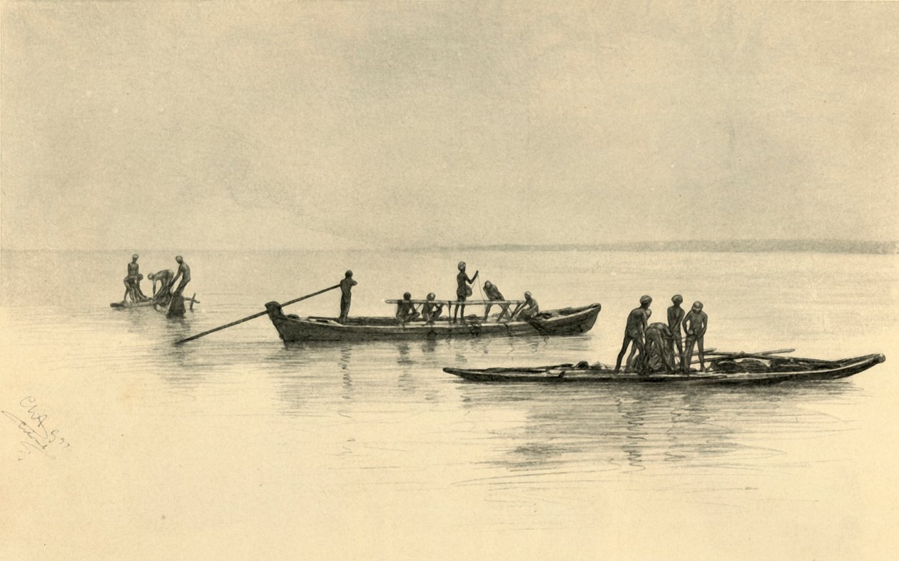 Kalastusveneet, Ceylon, 1898. tekijältä Christian Wilhelm Allers