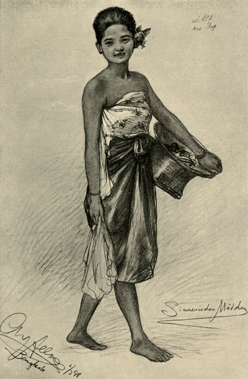 Siamilainen tyttö, Bangkok, 1898. tekijältä Christian Wilhelm Allers