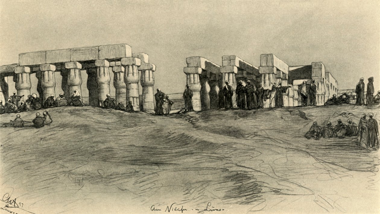 Temppelin rauniot, Luxor, Egypti, 1898. tekijältä Christian Wilhelm Allers