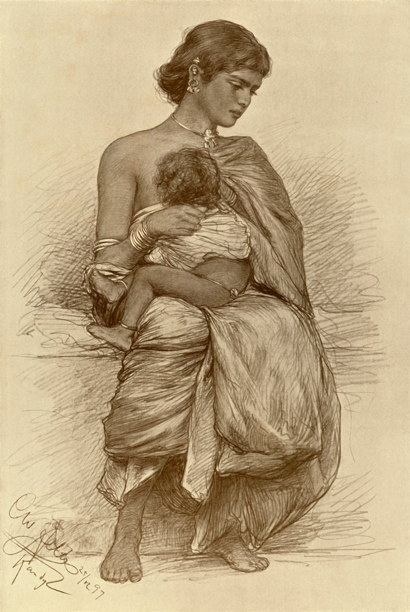 Nuori äiti, Kandy, Ceylon, 1898. tekijältä Christian Wilhelm Allers