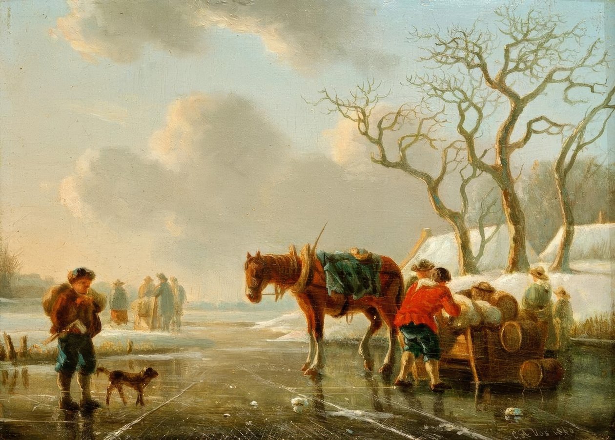 Talvi-ilta jäisellä joella tekijältä Christoffel Albertus Vos