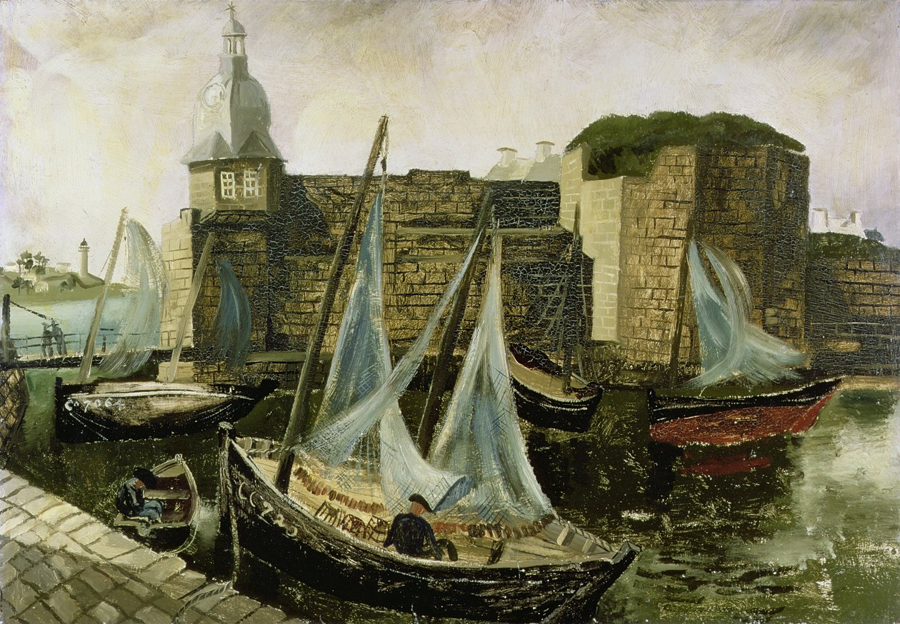 La Ville-Close, Concarneau, Bretagne, 1930 (öljy myllylevylle) tekijältä Christopher Wood