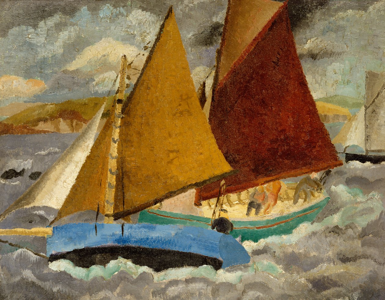 Yacht Race Portscatossa, Cornwallissa, 1928 (maalattu 88535:n kääntöpuolelle) tekijältä Christopher Wood