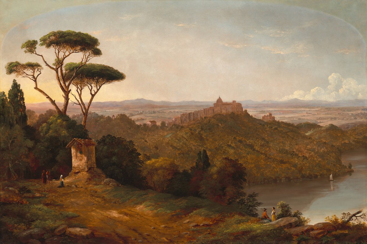 Gondolfo linna, Albanojärvi, Italia, 1852. tekijältä Christopher Pearse Cranch