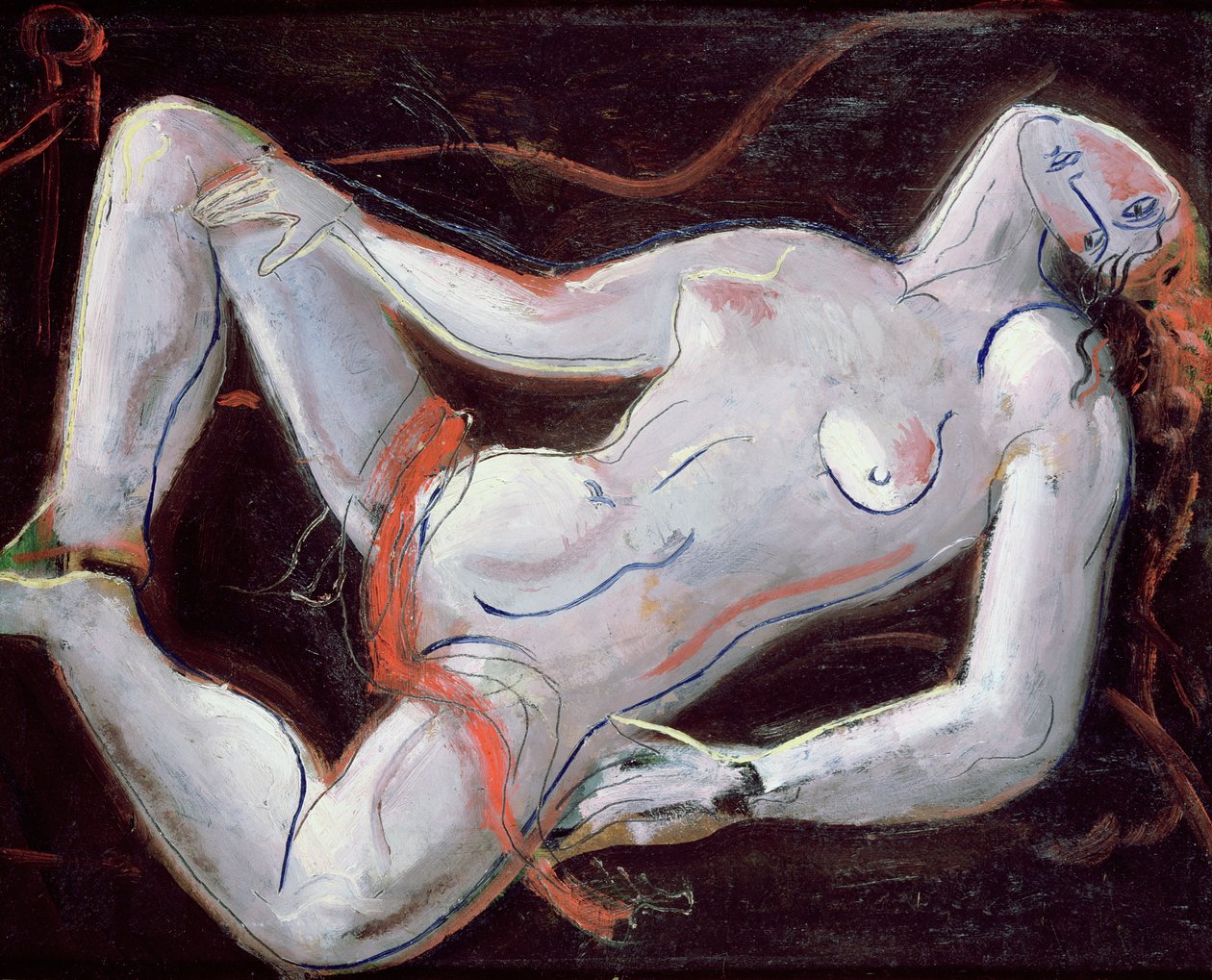 Nude makuuasentoon (öljy paneelissa) tekijältä Christopher Wood