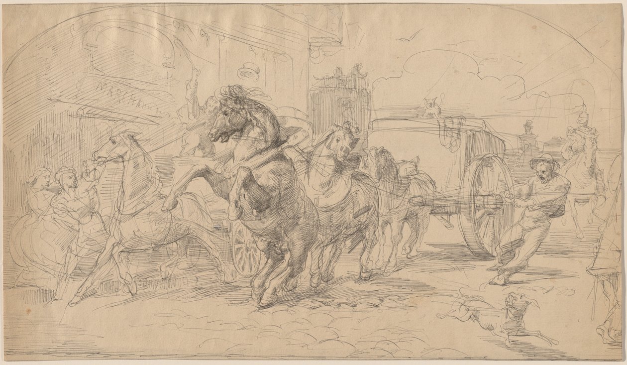 Runaway Carriage tekijältä Circle of Eugène Delacroix